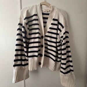 Sezane Wilson navy and Cream Striped Cardigan